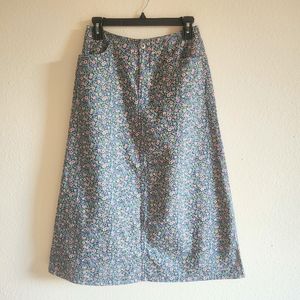 Vintage Floral Denim Skirt
